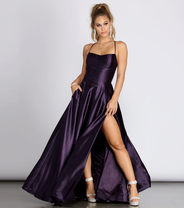 Anne formal lattice satin cheap dress