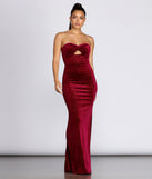 The Annabeth Velvet Strapless Gown is a gorgeous pick as your 2023 prom dress or formal gown for wedding guest, spring bridesmaid, or army ball attire!