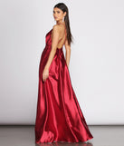Gabi Satin A-Line Gown creates the perfect summer wedding guest dress or cocktail party dresss with stylish details in the latest trends for 2023!