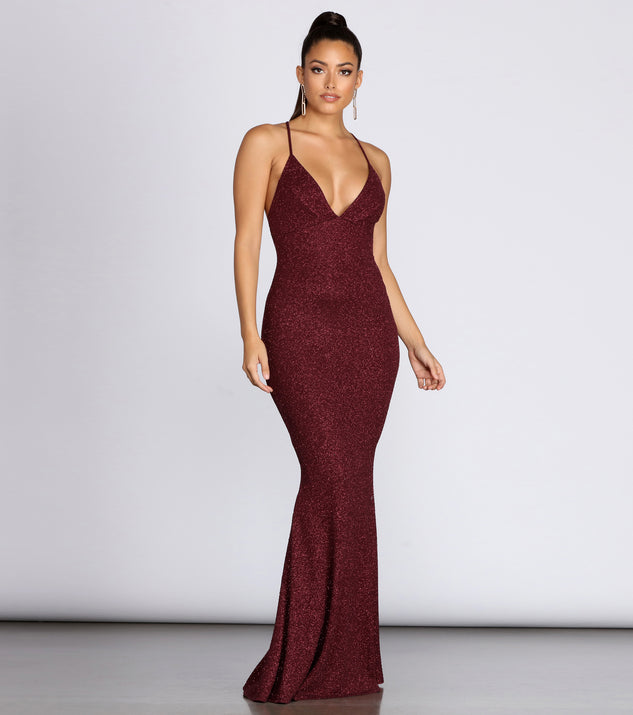 Khloe Long Glitter Formal Gown creates the perfect summer wedding guest dress or cocktail party dresss with stylish details in the latest trends for 2023!