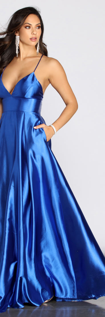 Tawny Formal Satin Pleated Dress is a stunning choice for a bridesmaid dress or maid of honor dress, and to feel beautiful at Prom 2023, spring weddings, formals, & military balls!