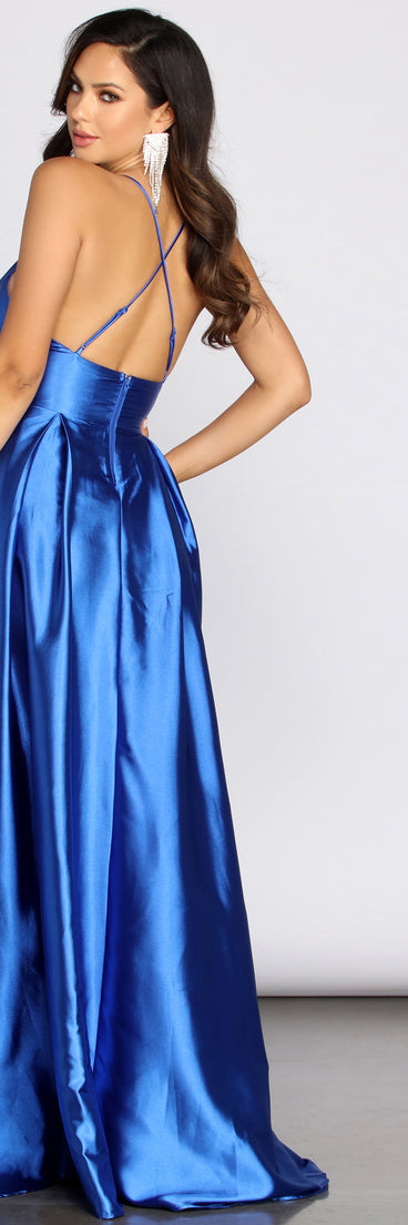 Tawny Formal Satin Pleated Dress