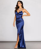 The Almira Satin Wrap Evening Gown is a gorgeous pick as your 2023 prom dress or formal gown for wedding guest, spring bridesmaid, or army ball attire!