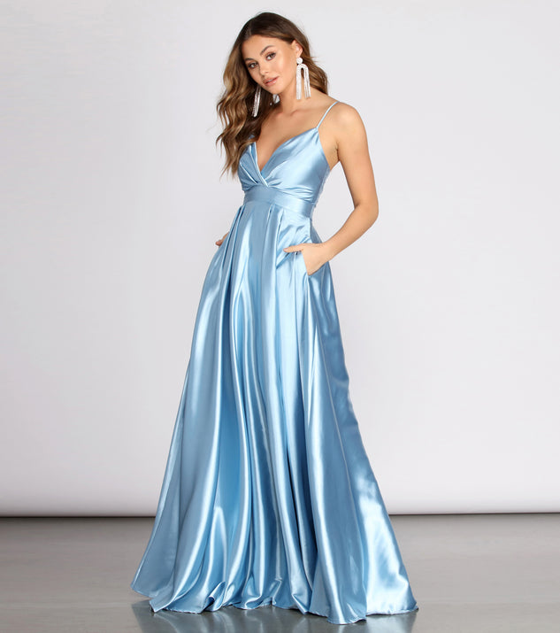 Tabitha Satin A-Line Dress creates the perfect summer wedding guest dress or cocktail party dresss with stylish details in the latest trends for 2023!