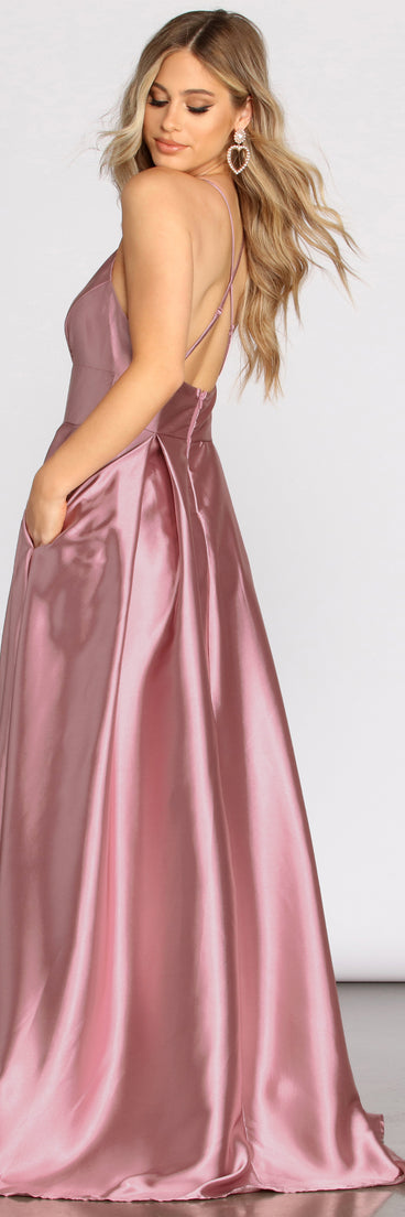 The Bindi Satin A-Line Dress is a gorgeous pick as your 2023 prom dress or formal gown for wedding guest, spring bridesmaid, or army ball attire!