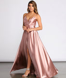 Lucy Formal Satin Wrap Dress is a stunning choice for a bridesmaid dress or maid of honor dress, and to feel beautiful at Prom 2023, spring weddings, formals, & military balls!