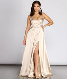 The Kristen Satin A-Line Evening Gown is a gorgeous pick as your 2023 prom dress or formal gown for wedding guest, spring bridesmaid, or army ball attire!
