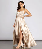 The Kristen Satin A-Line Evening Gown is a gorgeous pick as your 2023 prom dress or formal gown for wedding guest, spring bridesmaid, or army ball attire!