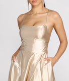 The Kaia Satin A-Line Dress is a gorgeous pick as your 2023 prom dress or formal gown for wedding guest, spring bridesmaid, or army ball attire!