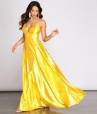 Maple Pleated Satin Cross Back Dress is a stunning choice for a bridesmaid dress or maid of honor dress, and to feel beautiful at Prom 2023, spring weddings, formals, & military balls!