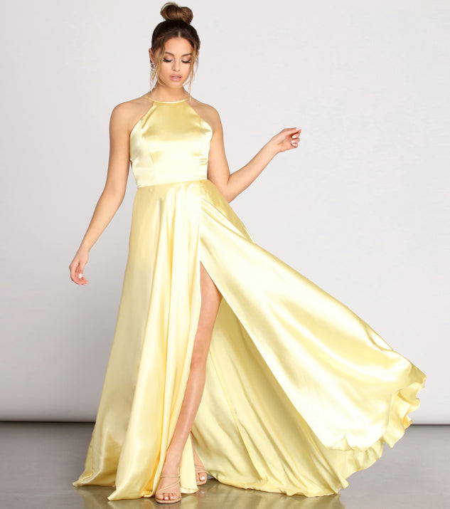 Shonda Charmeuse Satin A-Line Dress is a stunning choice for a bridesmaid dress or maid of honor dress, and to feel beautiful at Prom 2023, spring weddings, formals, & military balls!
