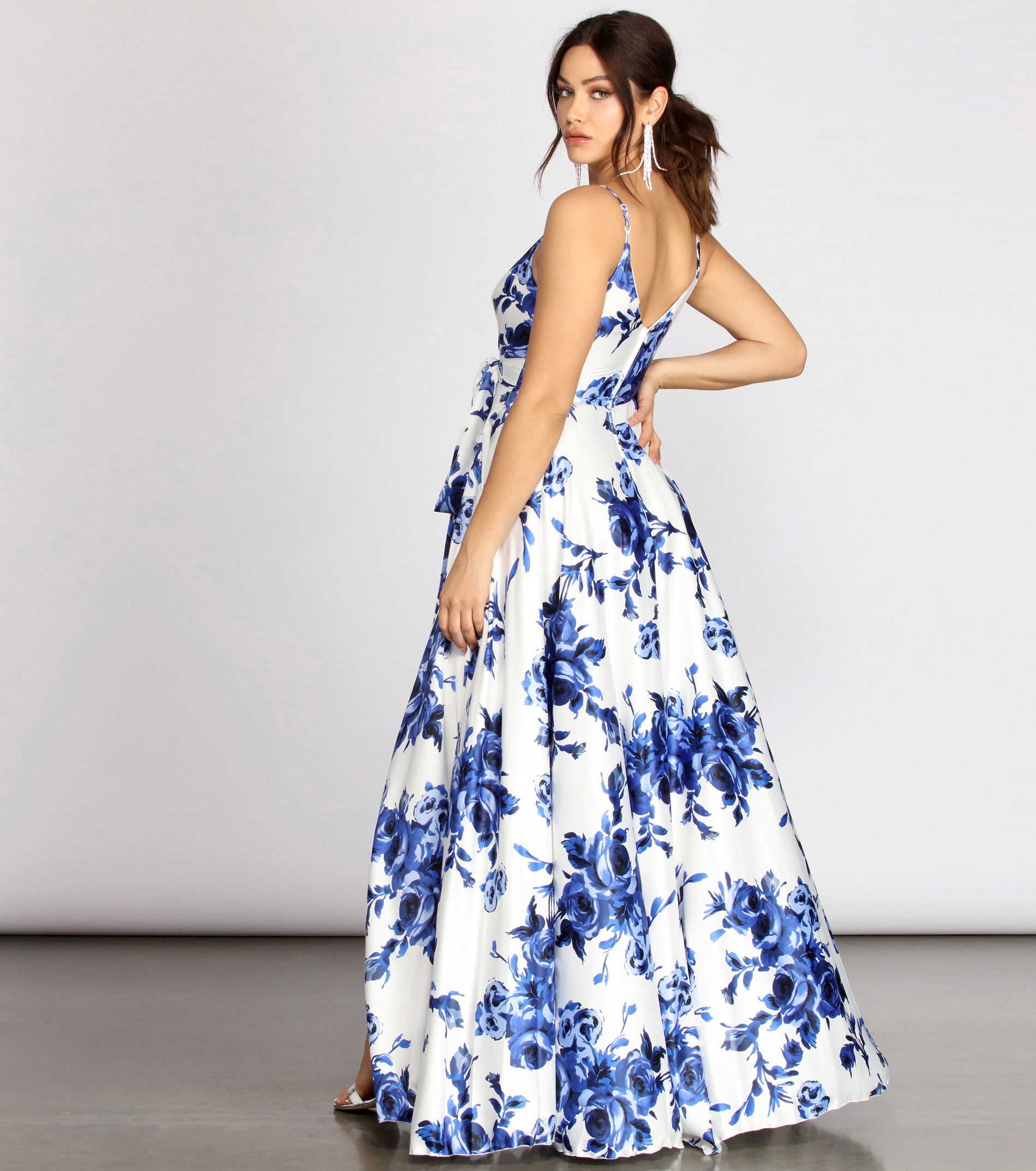Brielle Formal Floral Satin Dress & Windsor