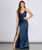 The Lena Formal Open Back Satin Dress is a gorgeous pick as your 2023 prom dress or formal gown for wedding guest, spring bridesmaid, or army ball attire!