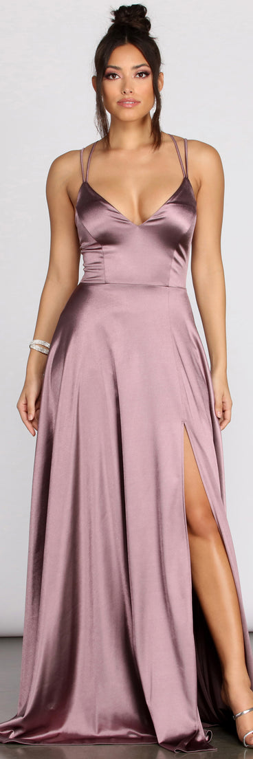 Brielle Stretch Satin V Neck Formal Dress creates the perfect summer wedding guest dress or cocktail party dresss with stylish details in the latest trends for 2023!