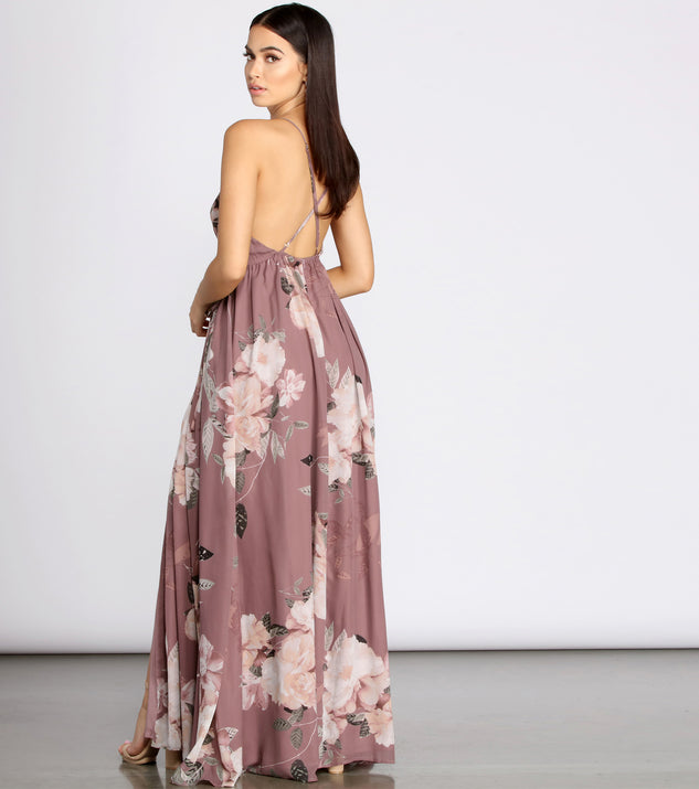Elisa Floral Chiffon Cross Back A-Line Dress creates the perfect summer wedding guest dress or cocktail party dresss with stylish details in the latest trends for 2023!