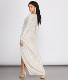 Bella Formal Sequin Wrap Dress creates the perfect summer wedding guest dress or cocktail party dresss with stylish details in the latest trends for 2023!