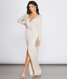 Bella Formal Sequin Wrap Dress creates the perfect summer wedding guest dress or cocktail party dresss with stylish details in the latest trends for 2023!