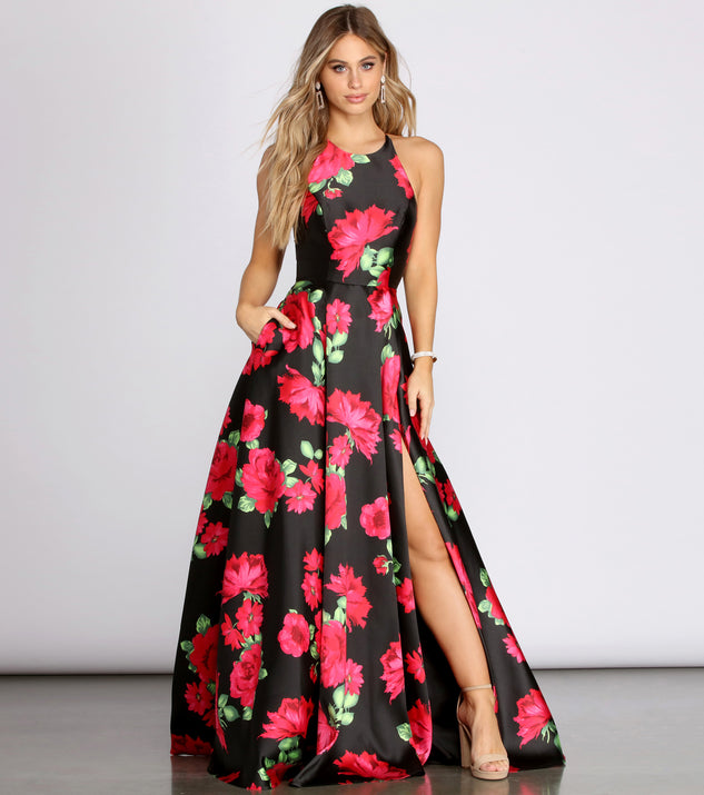 Milana Lace Back Floral Dress is a stunning choice for a bridesmaid dress or maid of honor dress, and to feel beautiful at Prom 2023, spring weddings, formals, & military balls!