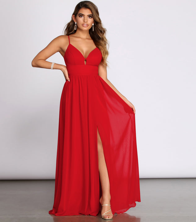 Arlyn Chiffon Deep V A Line Dress creates the perfect summer wedding guest dress or cocktail party dresss with stylish details in the latest trends for 2023!