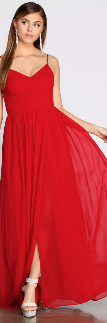 The Devora Chiffon Tie Bow A-Line Dress is a gorgeous pick as your 2023 prom dress or formal gown for wedding guest, spring bridesmaid, or army ball attire!