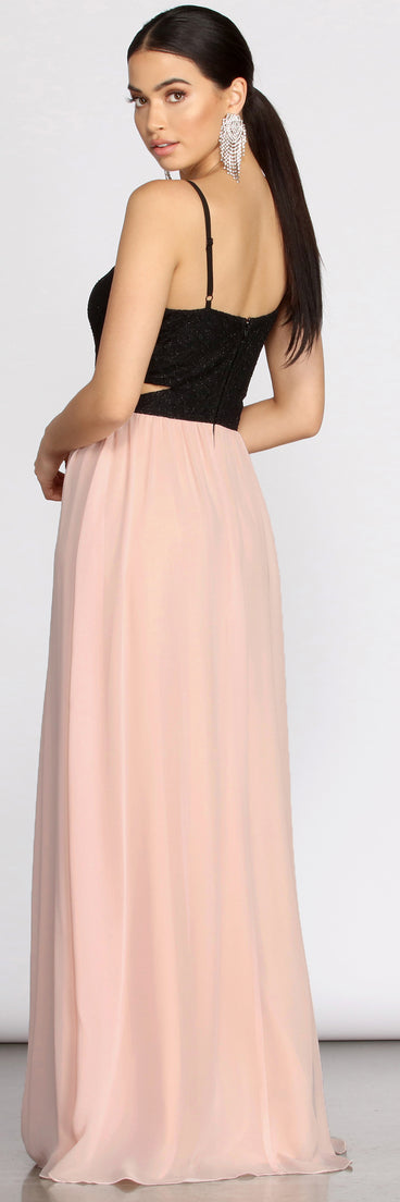 Tabia Rhinestone Infinity Trim A-Line Dress is a stunning choice for a bridesmaid dress or maid of honor dress, and to feel beautiful at Prom 2023, spring weddings, formals, & military balls!