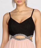 Tabia Rhinestone Infinity Trim A-Line Dress is a stunning choice for a bridesmaid dress or maid of honor dress, and to feel beautiful at Prom 2023, spring weddings, formals, & military balls!