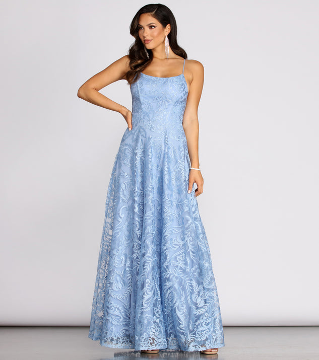 The Cicilia Embroidered Floral A-Line Dress is a gorgeous pick as your 2023 prom dress or formal gown for wedding guest, spring bridesmaid, or army ball attire!