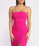 April Front Slit Strapless Crepe Dress creates the perfect summer wedding guest dress or cocktail party dresss with stylish details in the latest trends for 2023!