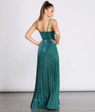 The Aida Glitter Shine Pleated A-Line Dress is a gorgeous pick as your 2023 prom dress or formal gown for wedding guest, spring bridesmaid, or army ball attire!