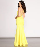 The Iva Crepe Lace Up Back Mermaid Dress is a gorgeous pick as your 2023 prom dress or formal gown for wedding guest, spring bridesmaid, or army ball attire!