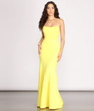 The Iva Crepe Lace Up Back Mermaid Dress is a gorgeous pick as your 2023 prom dress or formal gown for wedding guest, spring bridesmaid, or army ball attire!