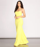 The Iva Crepe Lace Up Back Mermaid Dress is a gorgeous pick as your 2023 prom dress or formal gown for wedding guest, spring bridesmaid, or army ball attire!