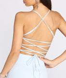 Billie Crepe Lace Up Mermaid Gown creates the perfect summer wedding guest dress or cocktail party dresss with stylish details in the latest trends for 2023!