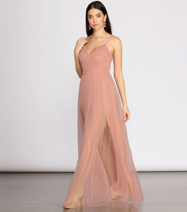 The Devon Tulle A-Line Dress is a gorgeous pick as your 2023 prom dress or formal gown for wedding guest, spring bridesmaid, or army ball attire!