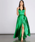 The Evalina Satin Lace Up Back A-Line Dress is a gorgeous pick as your 2023 prom dress or formal gown for wedding guest, spring bridesmaid, or army ball attire!