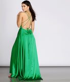 The Evalina Satin Lace Up Back A-Line Dress is a gorgeous pick as your 2023 prom dress or formal gown for wedding guest, spring bridesmaid, or army ball attire!
