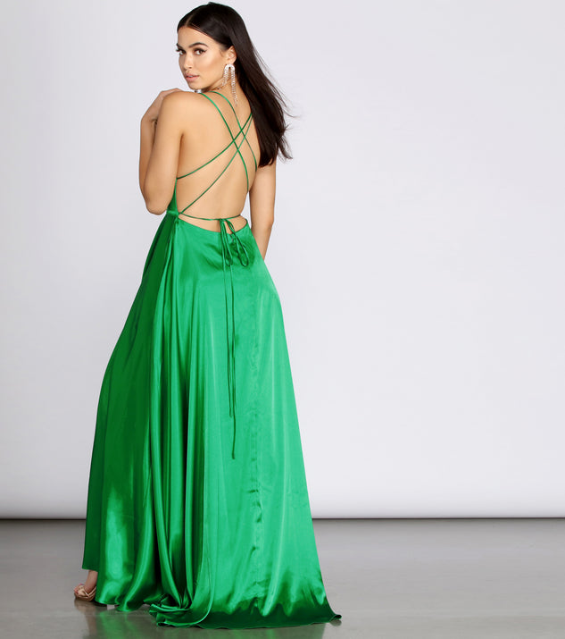 Evalina Satin Lace Up Back A-Line Dress & Windsor
