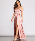 The Cassia Lace-Up Back Off Shoulder Satin Dress is a gorgeous pick as your 2023 prom dress or formal gown for wedding guest, spring bridesmaid, or army ball attire!