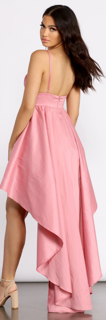 Taralynn Taffeta High Low Evening Dress is a stunning choice for a bridesmaid dress or maid of honor dress, and to feel beautiful at Prom 2023, spring weddings, formals, & military balls!