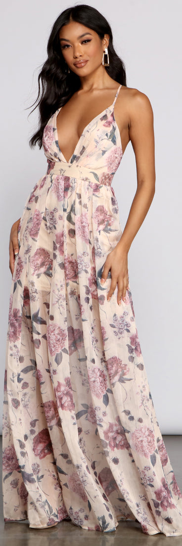 Lucy Formal Floral Chiffon A-Line Dress | Windsor Lucy Formal Floral Chiffon A-Line Dress | Windsor