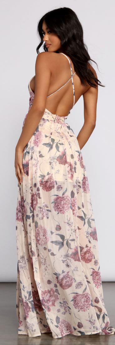 Lucy Formal Floral Chiffon A-Line Dress | Windsor Lucy Formal Floral Chiffon A-Line Dress | Windsor