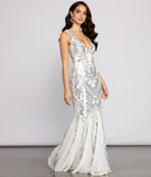 The Danielle Sequin Mesh Mermaid Dress is a gorgeous pick as your 2023 prom dress or formal gown for wedding guest, spring bridesmaid, or army ball attire!