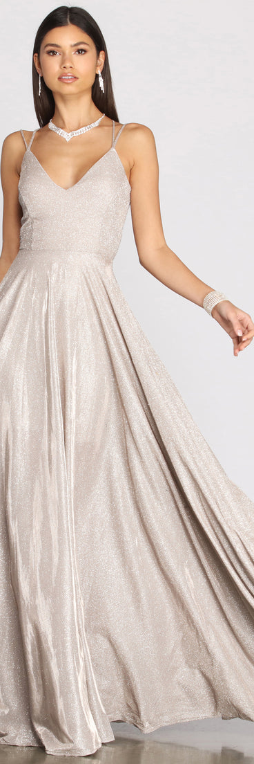 Shira Shine Lace Back Gown is a stunning choice for a bridesmaid dress or maid of honor dress, and to feel beautiful at Prom 2023, spring weddings, formals, & military balls!