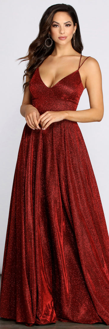 Shira Shine Lace Back Gown is a stunning choice for a bridesmaid dress or maid of honor dress, and to feel beautiful at Prom 2023, spring weddings, formals, & military balls!