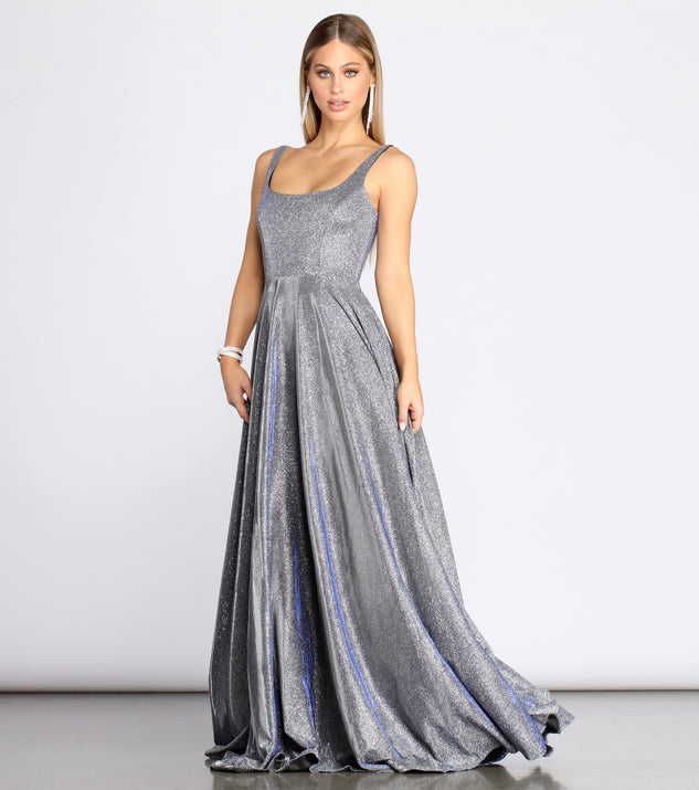 The Ivy Formal Glitter A-Line Dress is a gorgeous pick as your 2023 prom dress or formal gown for wedding guest, spring bridesmaid, or army ball attire!