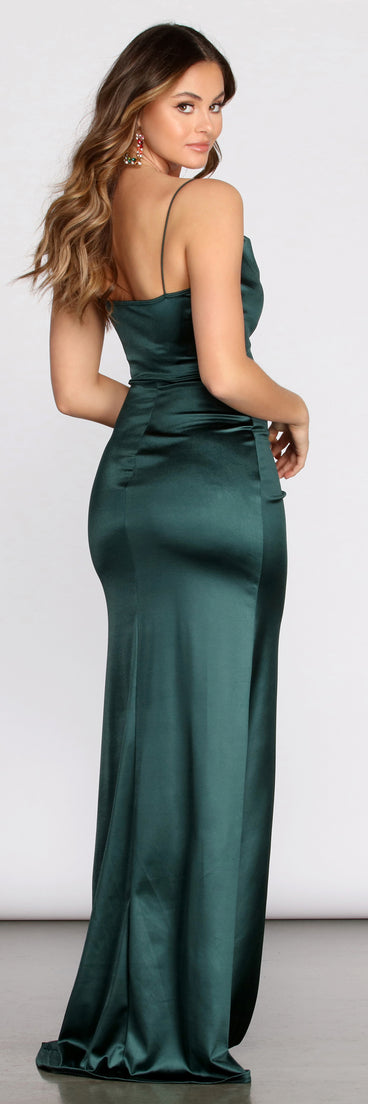 Kayla Cowl Neck Satin Dress creates the perfect summer wedding guest dress or cocktail party dresss with stylish details in the latest trends for 2023!
