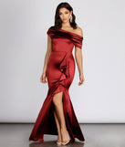 The Jane Satin Off Shoulder Dress is a gorgeous pick as your 2023 prom dress or formal gown for wedding guest, spring bridesmaid, or army ball attire!