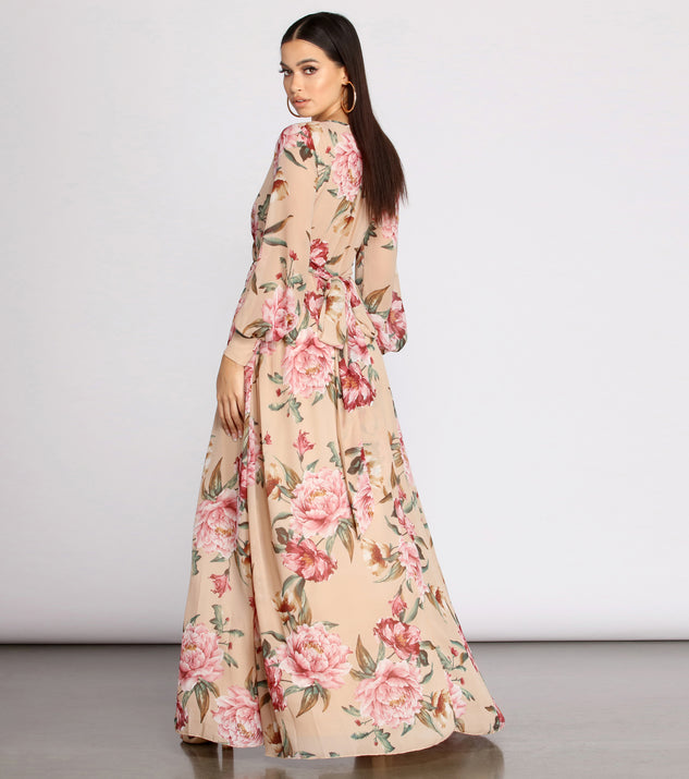 Caralisa Floral Chiffon High Slit Dress & Windsor