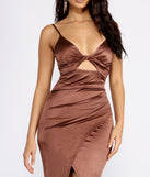 Tina Formal Satin Knot Dress creates the perfect summer wedding guest dress or cocktail party dresss with stylish details in the latest trends for 2023!
