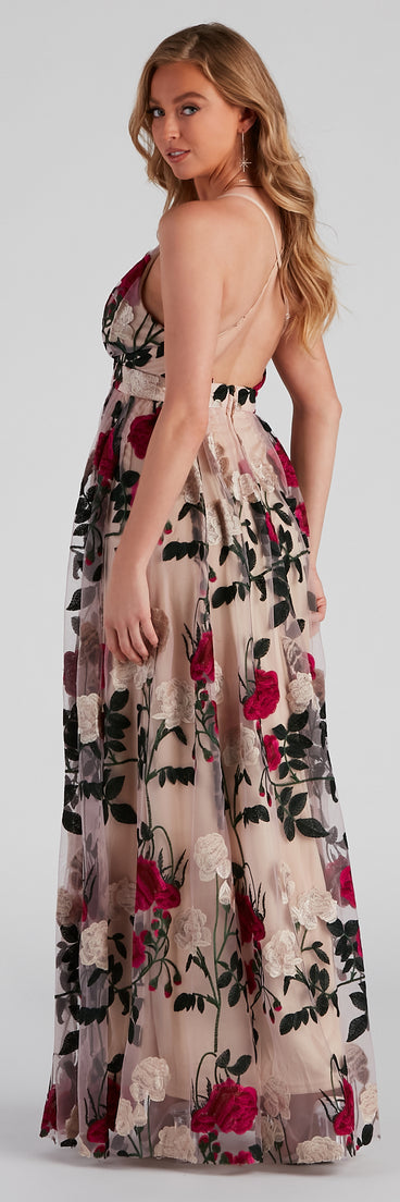 Charena Formal Embroidered Floral Tulle Dress creates the perfect summer wedding guest dress or cocktail party dresss with stylish details in the latest trends for 2023!